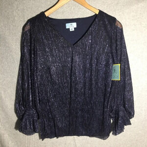 Womens NWT CeCe Blouse Metallic Taylor Swift Eras Tour Midnights Era Formal